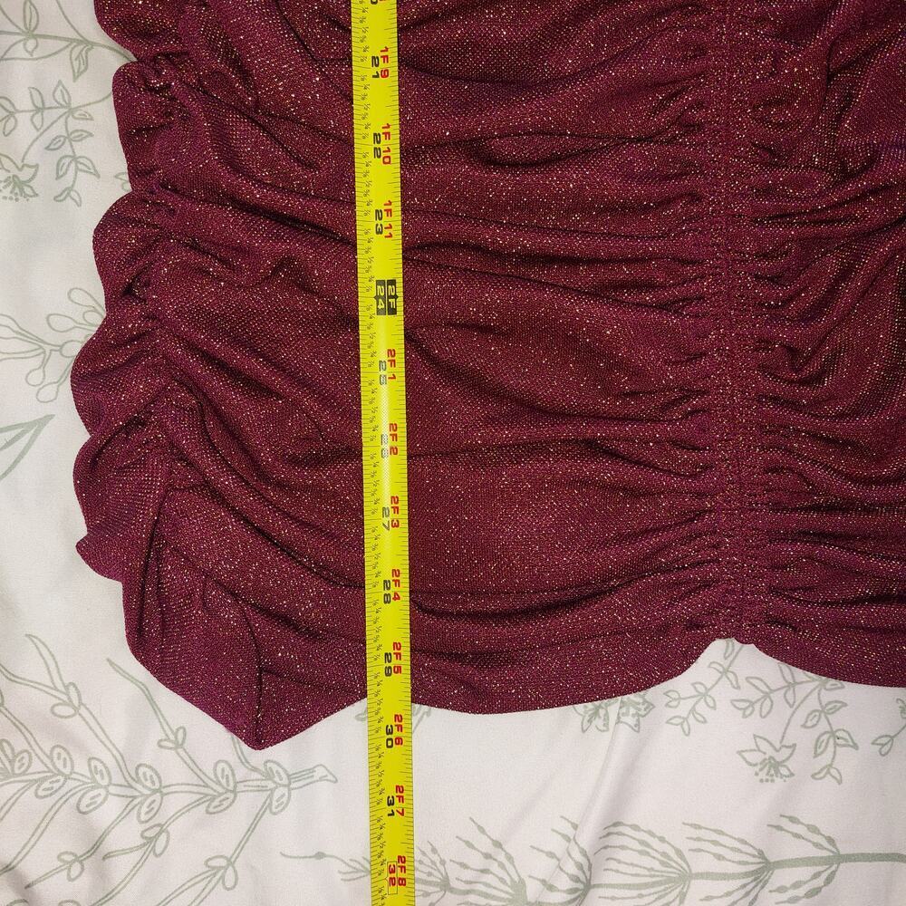 Bishop and Young Luna Metallic ruched mini dress maroon & gold size Small party - Picture 8 of 9